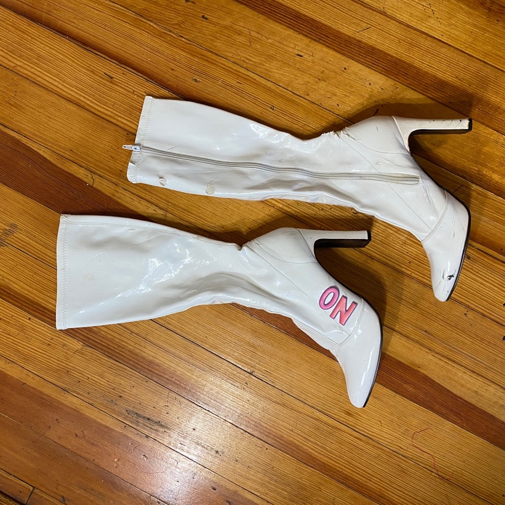 Jeffrey Campbell Tall white zipper boots